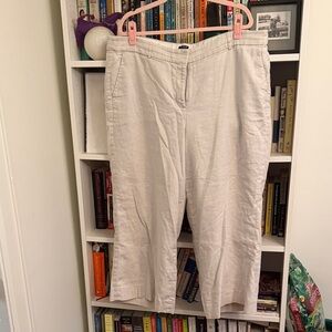 J. Crew Wide-Leg Linen Blend Pants in Light Beige